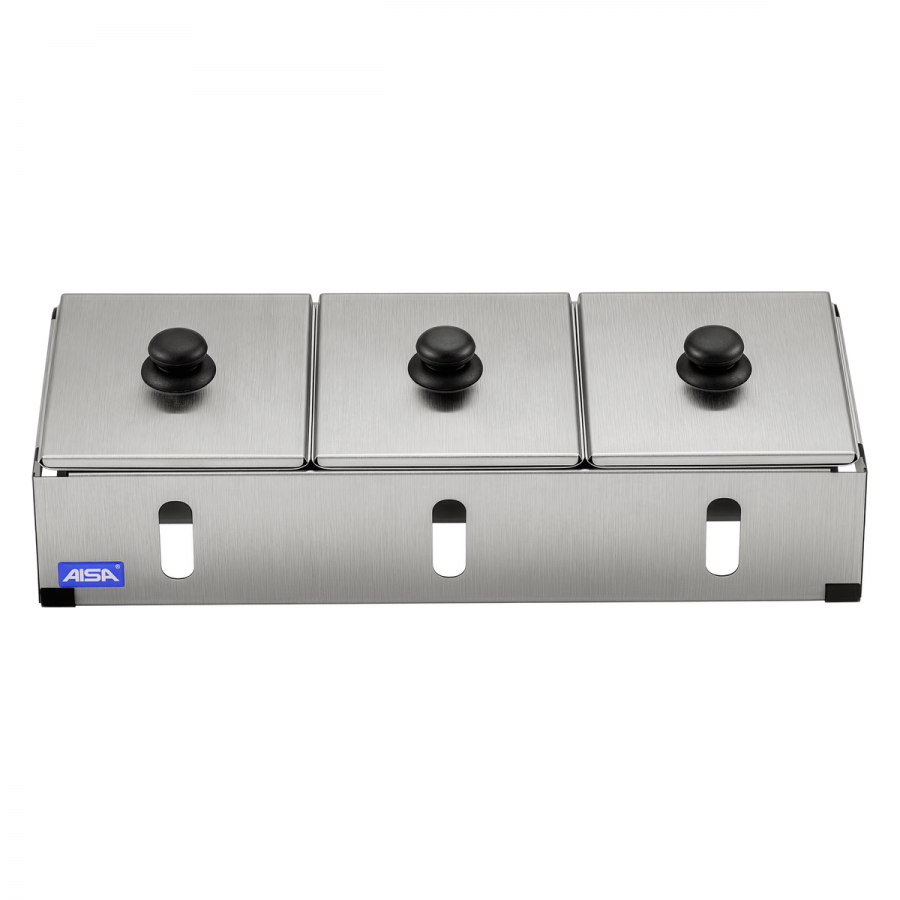 Condimentadora Pizzarola Inox 3 Cubas Inox Tampa Individual - Aisa
